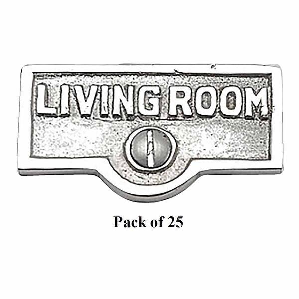 25 Switch Plate Tags LIVING ROOM Name Sign Labels Chrome Brass